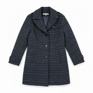 Kenneth Cole NY Metallic Wool Blend Swing Coat Navy Gold Fleck Dress Coat - 16